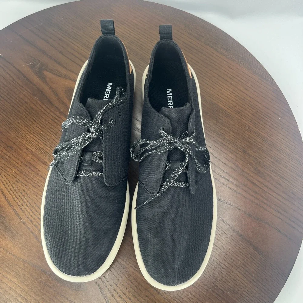 Merrell Gridway Shoes Men's 9.5 Black Canvas‎ Vibram Lace Up Sneakers J000543